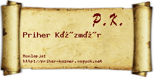 Priher Kázmér névjegykártya